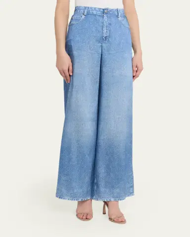 Kobi Halperin Sage Denim-Print Wide-Leg Pants | Thumbnail 8