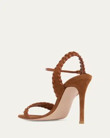 Gianvito Rossi 105mm Whipstitch Suede Ankle-Strap Sandals | Thumbnail 2