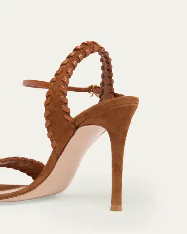 Gianvito Rossi 105mm Whipstitch Suede Ankle-Strap Sandals | Thumbnail 3