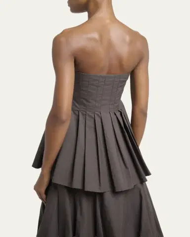 Proenza Schouler White Label Avine Pleated Strapless Peplum Top | Thumbnail 3