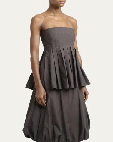 Proenza Schouler White Label Avine Pleated Strapless Peplum Top | Thumbnail 4