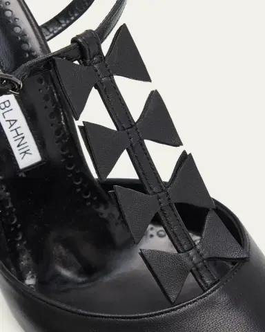 Manolo Blahnik 105mm Maurata Leather Bow T-Strap Pumps | Thumbnail 3