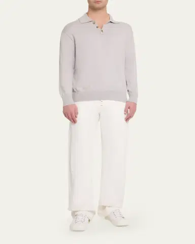 Guest In Residence Men's Cotton-Cashmere Allday Polo Sweater | Thumbnail 2 Guest In Residence Men's Cotton-Cashmere Allday Polo Sweater | Thumbnail 2