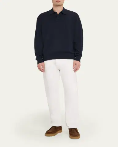 Guest In Residence Men's Cotton-Cashmere Allday Polo Sweater | Thumbnail 6 Guest In Residence Men's Cotton-Cashmere Allday Polo Sweater | Thumbnail 6