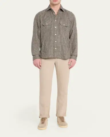 Kiton Men's Cashmere and Wool Check Overshirt | Thumbnail 2 Kiton Men's Cashmere and Wool Check Overshirt | Thumbnail 2