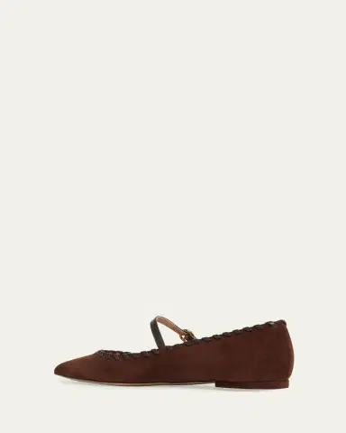 Gianvito Rossi Whipstitch Suede Pointed Ballerina Flats | Thumbnail 2 Gianvito Rossi Whipstitch Suede Pointed Ballerina Flats | Thumbnail 2