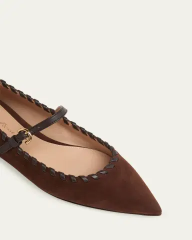 Gianvito Rossi Whipstitch Suede Pointed Ballerina Flats | Thumbnail 3 Gianvito Rossi Whipstitch Suede Pointed Ballerina Flats | Thumbnail 3