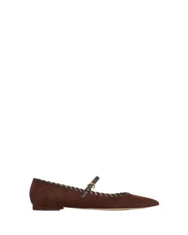Gianvito Rossi Whipstitch Suede Pointed Ballerina Flats | Thumbnail 1 Gianvito Rossi Whipstitch Suede Pointed Ballerina Flats | Thumbnail 1