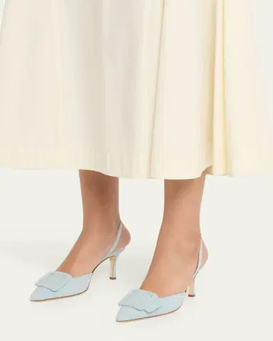 Manolo Blahnik 50mm Maysli Suede Buckle Slingback Pumps | Thumbnail 2 Manolo Blahnik 50mm Maysli Suede Buckle Slingback Pumps | Thumbnail 2