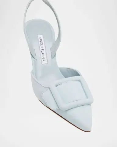 Manolo Blahnik 50mm Maysli Suede Buckle Slingback Pumps | Thumbnail 9 Manolo Blahnik 50mm Maysli Suede Buckle Slingback Pumps | Thumbnail 9