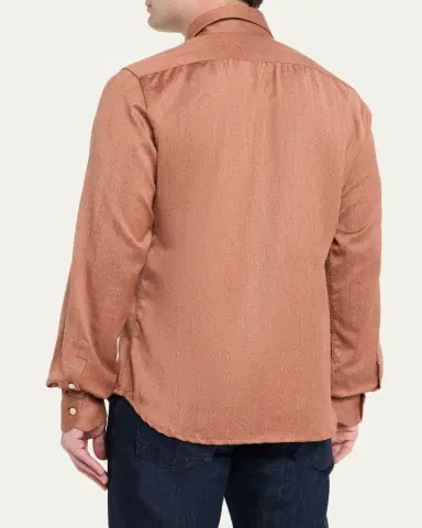 Kiton Men's Herringbone Cashmere Overshirt | Thumbnail 3