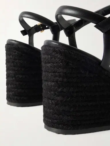 Gianvito Rossi 85 Leather Espadrille Wedge Sandals | Thumbnail 5