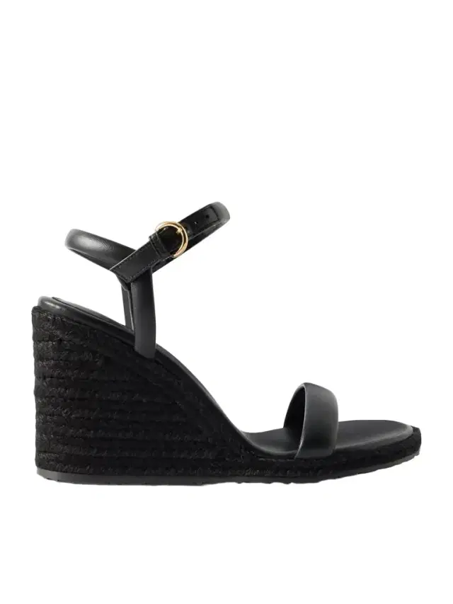 85 Leather Espadrille Wedge Sandals