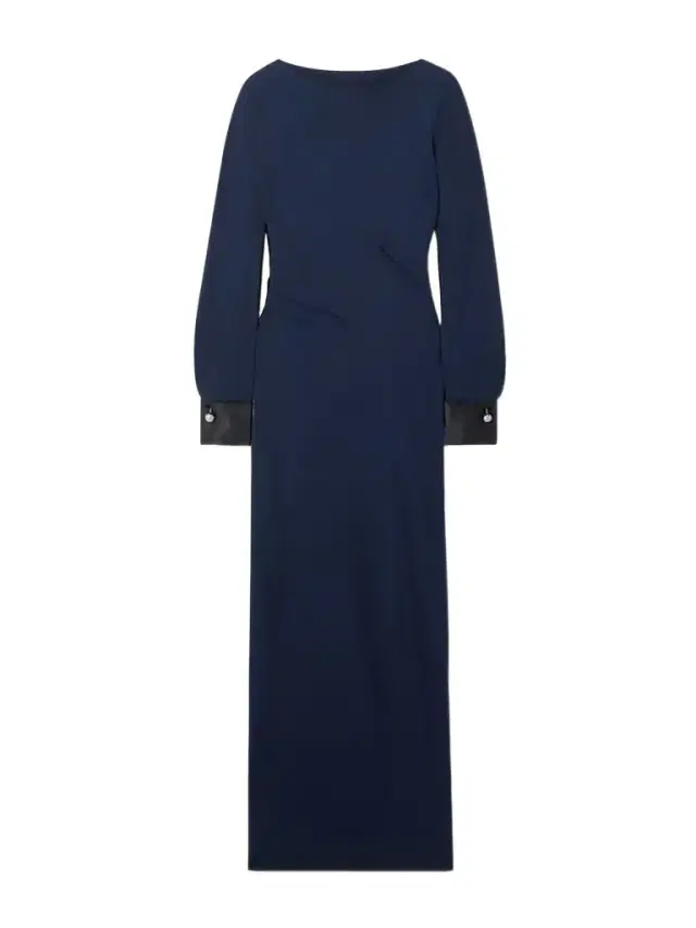 Draped Satin-trimmed Crepe Maxi Dress