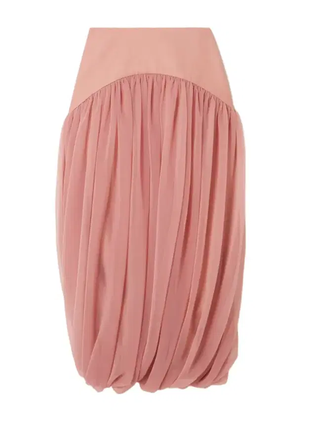 Paneled Gathered Twill And Chiffon Maxi Skirt