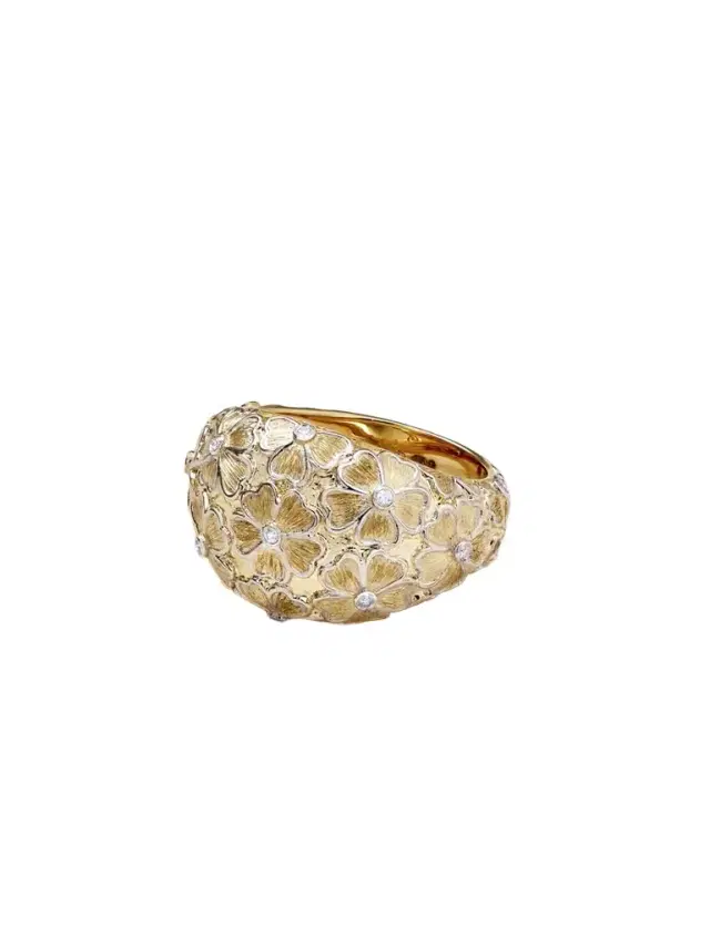 Yvonne Léon Bague Dôme Fleurie 9-karat Yellow And White Gold Diamond Ring
