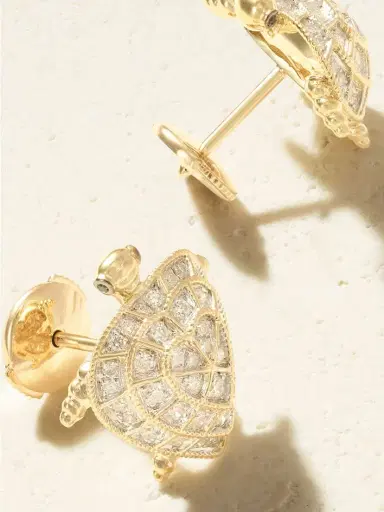 Yvonne Léon Tortue Coeur 9-karat Gold Diamond Earrings | Thumbnail 3 Yvonne Léon Tortue Coeur 9-karat Gold Diamond Earrings | Thumbnail 3