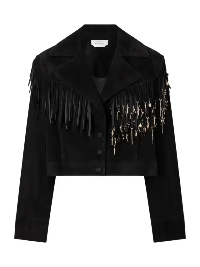 Azra Fringed Leather-trimmed Embellished Suede Jacket