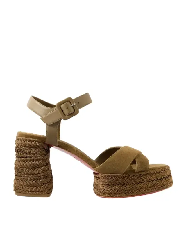 Christian Louboutin Calakala 85 Suede Cross Upper Platform Sandal