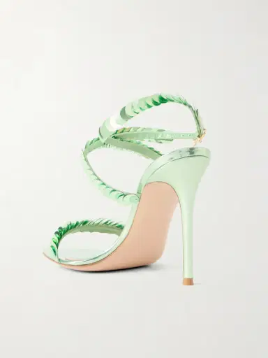 Gianvito Rossi 95 Sequin-embellished Metallic Leather Sandals | Thumbnail 3 Gianvito Rossi 95 Sequin-embellished Metallic Leather Sandals | Thumbnail 3