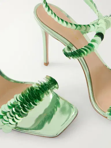 Gianvito Rossi 95 Sequin-embellished Metallic Leather Sandals | Thumbnail 5 Gianvito Rossi 95 Sequin-embellished Metallic Leather Sandals | Thumbnail 5