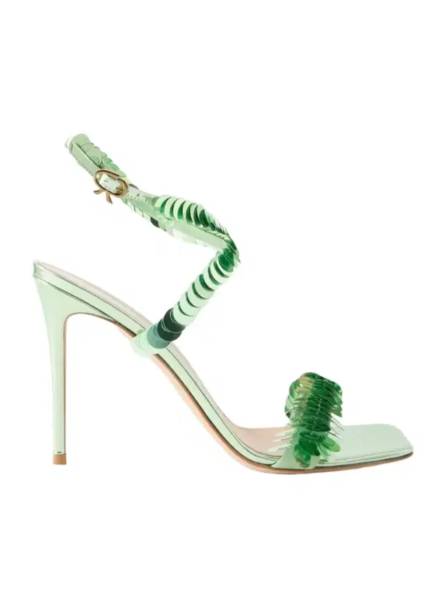 95 Sequin-embellished Metallic Leather Sandals