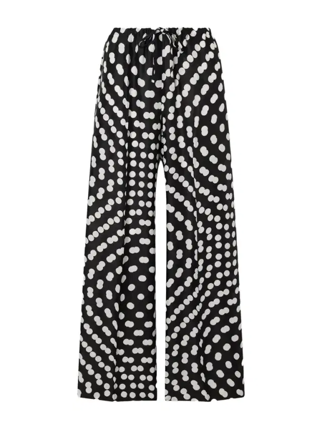 Puvis Polka-dot Satin Straight-leg Pants