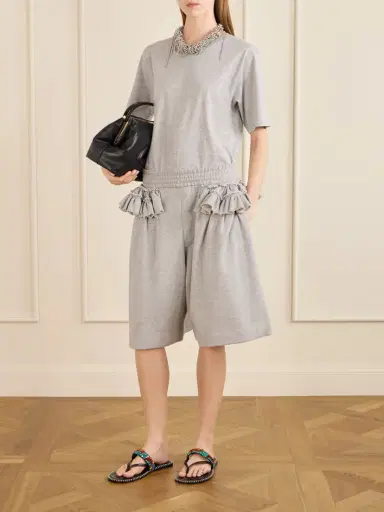 Dries Van Noten Ruffled Cotton-jersey Shorts | Thumbnail 2 Dries Van Noten Ruffled Cotton-jersey Shorts | Thumbnail 2