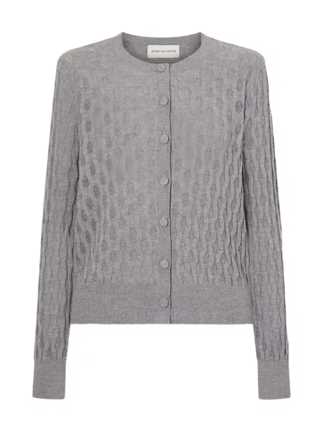Pointelle-knit Merino Wool Cardigan