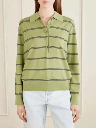 Dries Van Noten Striped Merino Wool Polo Shirt | Thumbnail 3 Dries Van Noten Striped Merino Wool Polo Shirt | Thumbnail 3