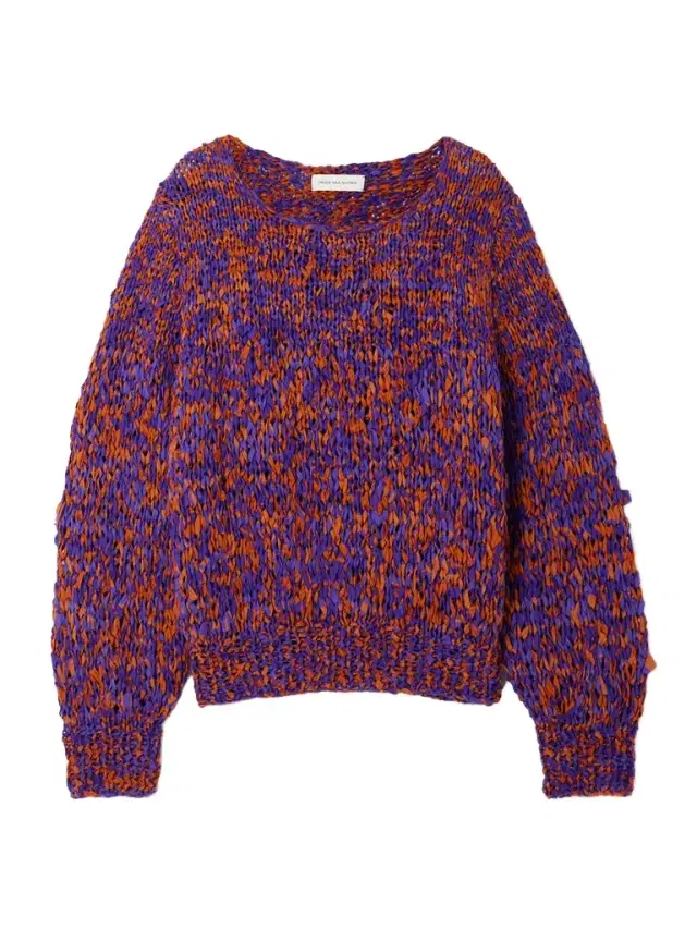 Oversized Frayed Printed Cotton Sweater