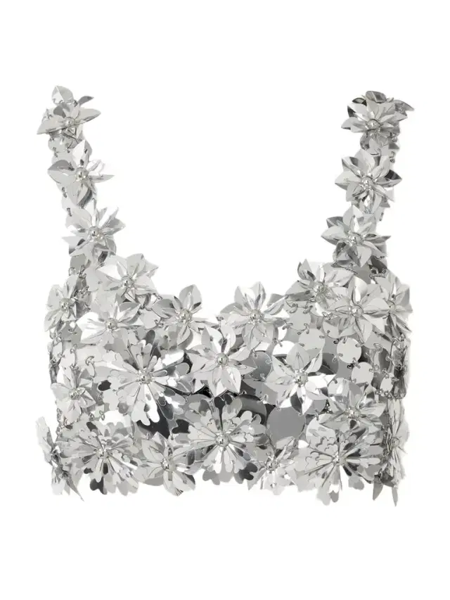 Rabanne Cropped Embellished Chainmail Top
