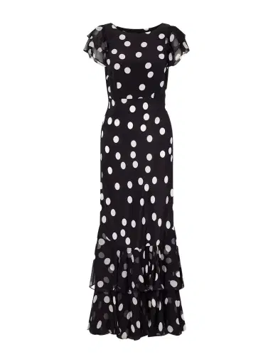 Rixo Ordinia Polka-dot Crepon-trimmed Silk-satin Midi Dress | Thumbnail 1 Rixo Ordinia Polka-dot Crepon-trimmed Silk-satin Midi Dress | Thumbnail 1
