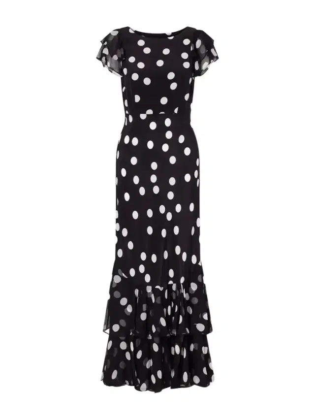 Ordinia Polka-dot Crepon-trimmed Silk-satin Midi Dress