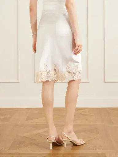 DÔEN Elowette Lace-trimmed Silk-satin Midi Skirt | Thumbnail 4 DÔEN Elowette Lace-trimmed Silk-satin Midi Skirt | Thumbnail 4
