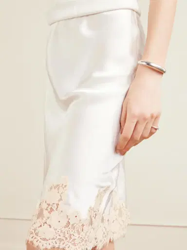 DÔEN Elowette Lace-trimmed Silk-satin Midi Skirt | Thumbnail 5 DÔEN Elowette Lace-trimmed Silk-satin Midi Skirt | Thumbnail 5
