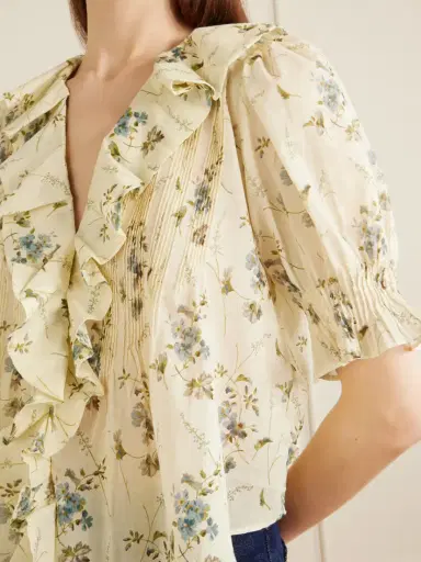 DÔEN Henri Ruffled Pintucked Organic Cotton-voile Top | Thumbnail 4