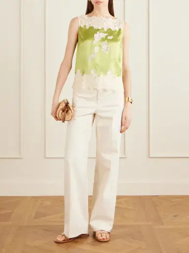 DÔEN Viviane Lace-trimmed Silk-satin Top | Thumbnail 2