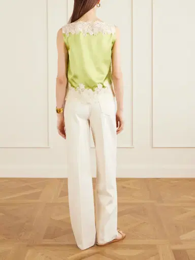DÔEN Viviane Lace-trimmed Silk-satin Top | Thumbnail 3