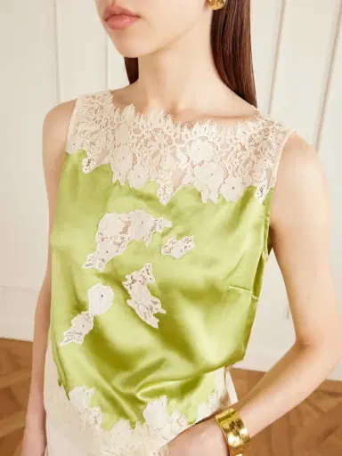 DÔEN Viviane Lace-trimmed Silk-satin Top | Thumbnail 4