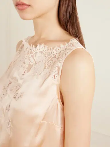 DÔEN Viviane Lace-trimmed Silk-satin Top | Thumbnail 4