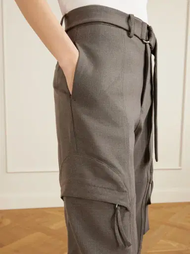 The Frankie Shop Kelly Belted Woven Wide-leg Cargo Pants | Thumbnail 5