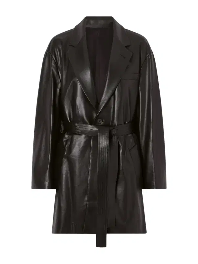 Belted Leather Trench Coat