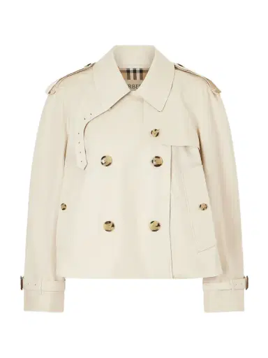 Burberry Haltye Double-breasted Belted Cotton-gabardine Cropped Trench Jacket | Thumbnail 1 Burberry Haltye Double-breasted Belted Cotton-gabardine Cropped Trench Jacket | Thumbnail 1