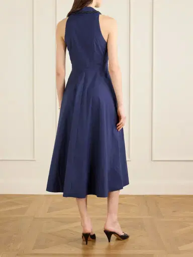 Saloni Jessica Crystal-embellished Cotton-blend Poplin Midi Dress | Thumbnail 3 Saloni Jessica Crystal-embellished Cotton-blend Poplin Midi Dress | Thumbnail 3