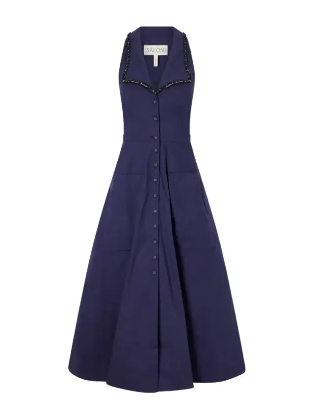 Jessica Crystal-embellished Cotton-blend Poplin Midi Dress