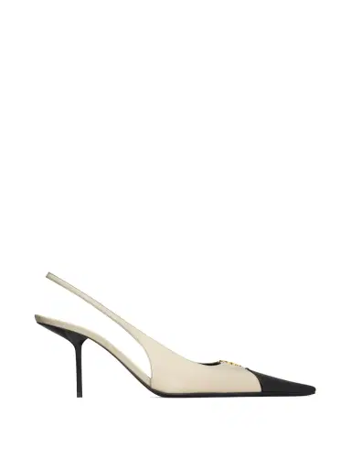 Saint Laurent Smooth Leather Babylone Breteuil Slingback Pumps | Thumbnail 1 Saint Laurent Smooth Leather Babylone Breteuil Slingback Pumps | Thumbnail 1