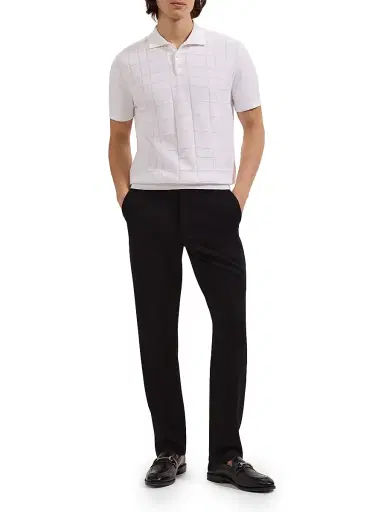 Bugatchi Men's Checked Cotton-Blend Polo Sweater - White - Size XXL | Thumbnail 2