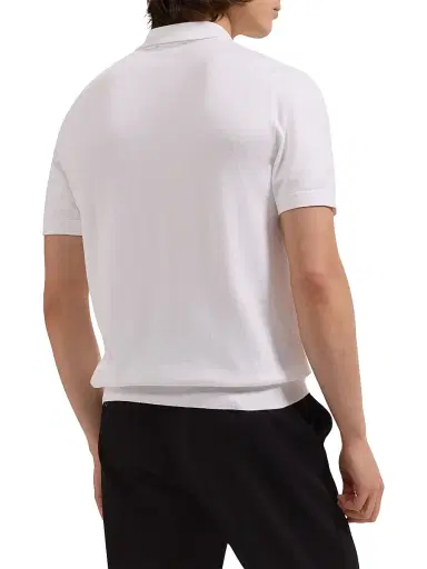 Bugatchi Men's Checked Cotton-Blend Polo Sweater - White - Size XXL | Thumbnail 4