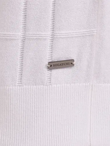 Bugatchi Men's Checked Cotton-Blend Polo Sweater - White - Size XXL | Thumbnail 6